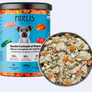 Fidelis Salmón con boniato, guisantes y calabacín (tarro de 400 g)